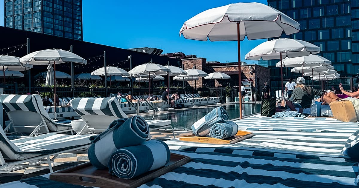 A perfect summer afternoon by a rooftop pool in Chicago's West Loop.